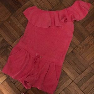 Juicy Couture pink one shoulder ruffle romper